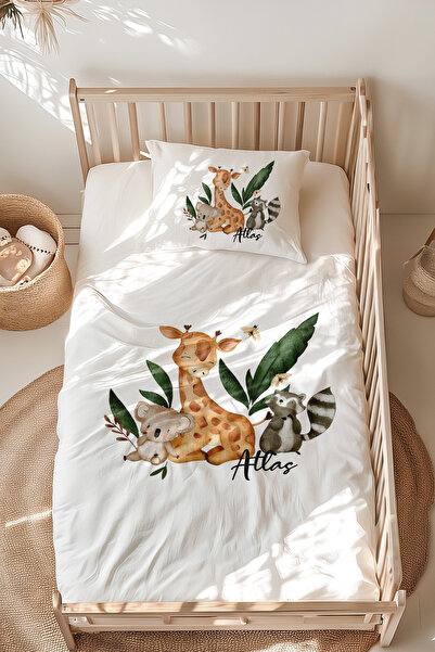 Lilabio %100 Pamuk Isme Özel Isimli Montessori Yatak Nevresim Takımı (100X200...