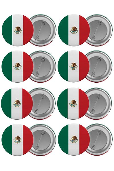 Saturn Mexican Flag Bag Badge Set 8 Pieces Biggest Size 5.8cm Pin Brooch