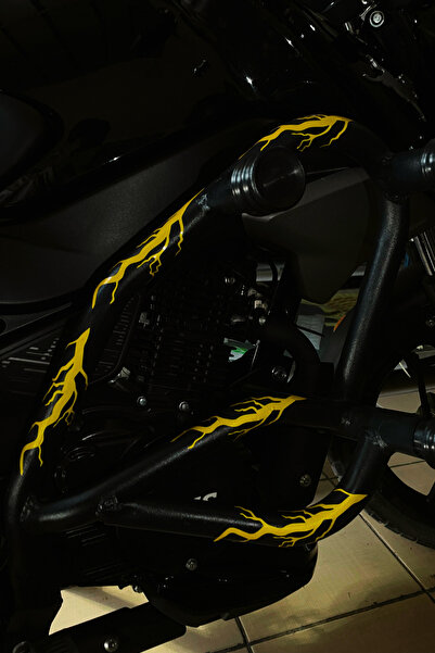 Banxtre ملصق لاصق على شكل برق أصفر مع عاكس ليلي للمحرك (مجموعة من 10 قطع)