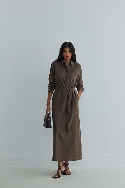 Suud Collection Polo Neck Καφέ Ωραίο φόρεμα