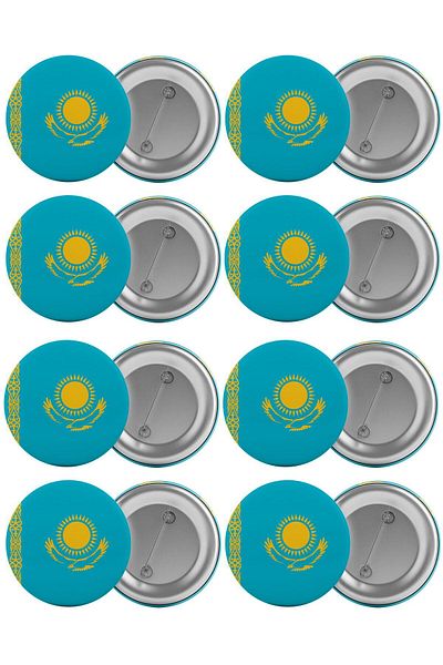 Saturn Kazakhstan Flag Bag Badge Set 8 Pieces Biggest Size 5.8cm Pin Brooch