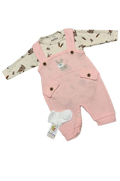 Nafitto baby&junior Nafitto Rabbit Embroidered Baby Girl Jumpsuit