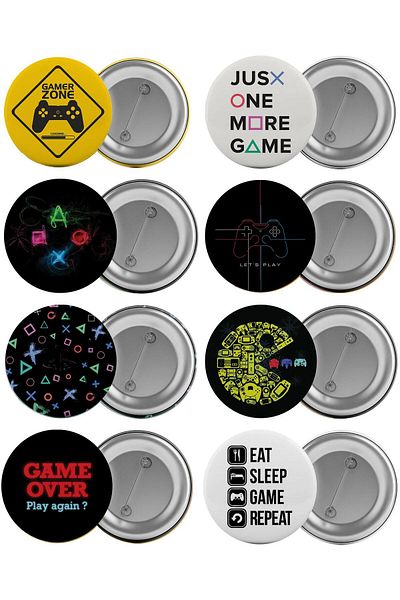 Saturn Gamer Gamer Bag Badge Set 8 Pieces Biggest Size 5.8cm Pin Brooch