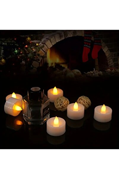 MENFRY Plastik Dekor Alev Görünümlü Mum Led Süsleme Sarı Işık