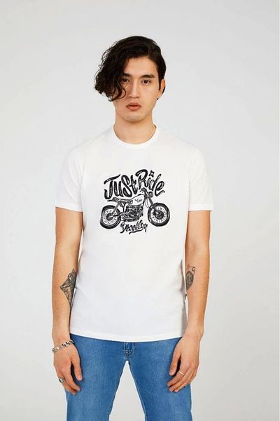 The Crow Crew Neck Printed White Men's T-shirt Tc7121