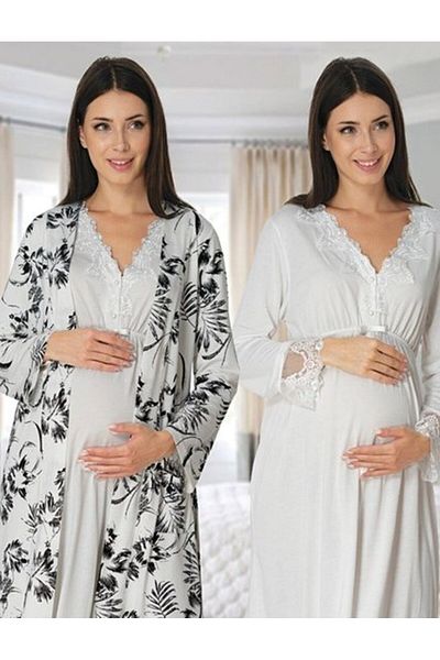 by İGP Pregnant Maternity Dressing Gowns and Pajamas Set 4 Pieces