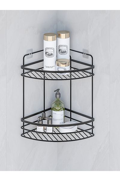 MultiStore Stainless Lifetime Bathroom Organizer - Shampoo Holder Black Lk02