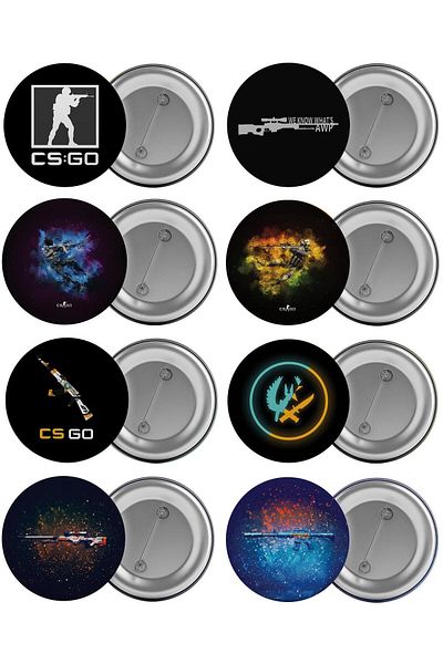 Saturn Cs Go Bag Badge Set 8 Pieces Biggest Size 5.8cm Pin Brooch