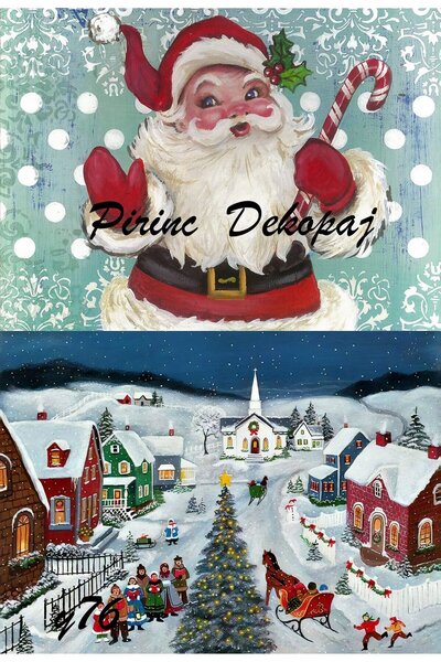 LİNEART Lineart Christmas Pattern Brass Decopage Paper No:Y76- 29X42Cm