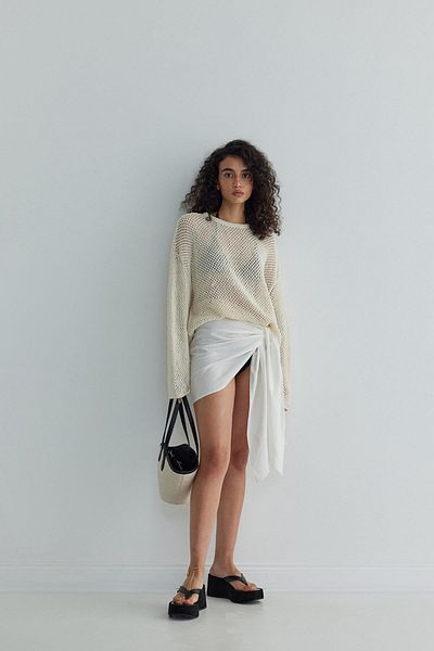 Suud Collection Πουλόβερ με διάτρητο μπεζ κέλυφος