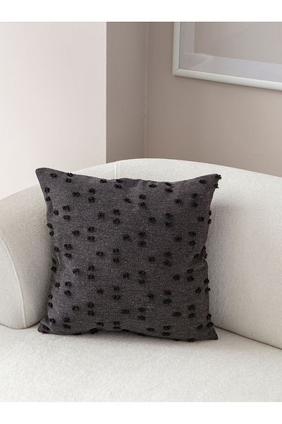 Ottoson Single Decorative Polka Dot Linen Fabric Throw Pillow Cover 43X43 Black