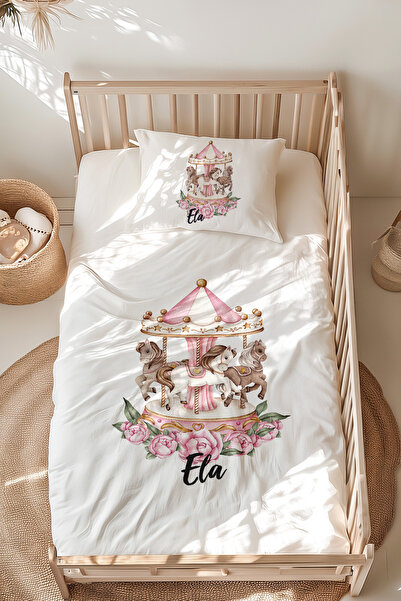 Lilabio %100 Pamuk Isme Özel Isimli Montessori Yatak Nevresim Takımı (100X200...