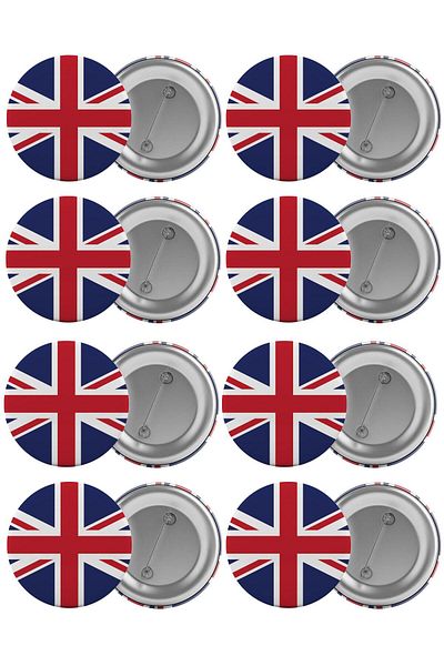Saturn England Flag Bag Badge Set 8 Pieces Biggest Size 5.8cm Pin Brooch