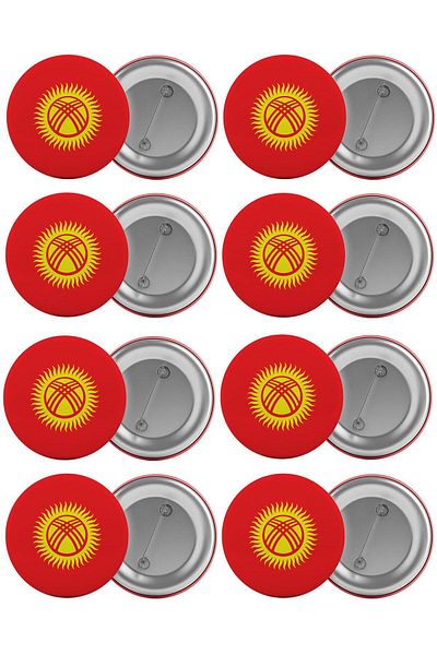 Saturn Kyrgyzstan Flag Bag Badge Set 8 Pieces Biggest Size 5.8cm Pin Brooch