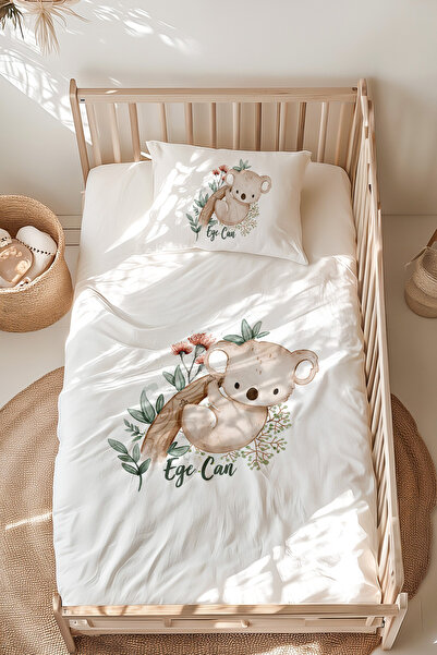 Lilabio %100 Pamuk Isme Özel Isimli Montessori Yatak Nevresim Takımı (100X200...