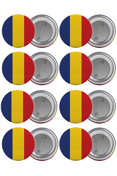 Saturn Romania Flag Bag Badge Set 8 Pieces Biggest Size 5.8cm Pin Brooch