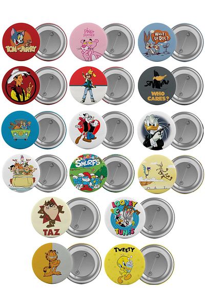 Saturn Old Cartoons Bag Badge Set 16 Pieces Biggest Size 5.8cm Pin Brooch