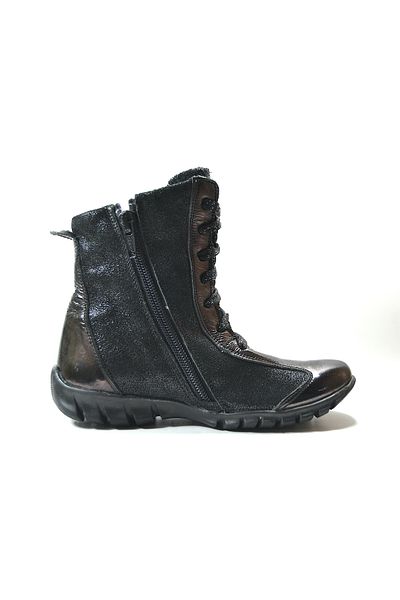 Onlo Ayakkabı Onlo Shoes OP.38 Γνήσιες Δερμάτινες Μαύρες Χάλκινες Πέτρινες Κοριτσίστικες Μπότες