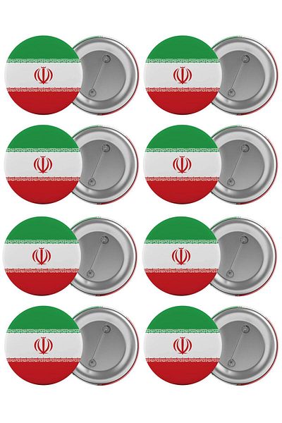 Saturn Iran Flag Bag Badge Set 8 Pieces Biggest Size 5.8cm Pin Brooch