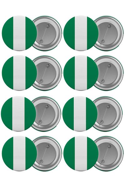 Saturn Nigeria Flag Bag Badge Set 8 Pieces Biggest Size 5.8cm Pin Brooch