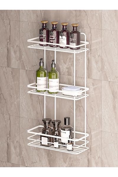 MultiStore Stainless Lifetime Bathroom Organizer - Adhesiveness, Shampoo Holder White Lş03