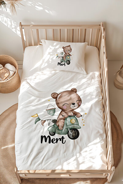 Lilabio %100 Pamuk Isme Özel Isimli Montessori Yatak Nevresim Takımı (100X200...