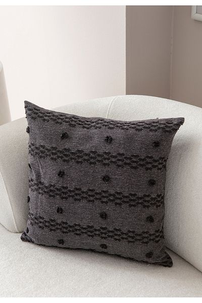 Ottoson Black Linen Throw Pillow Cover - 43X43 Single Decorative Polka Dot