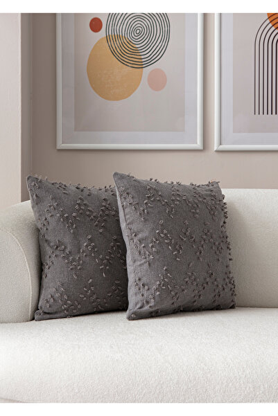 SWITA Gray 43X43 Linen Throw Pillow Cover - Double Decorative Polka Dot