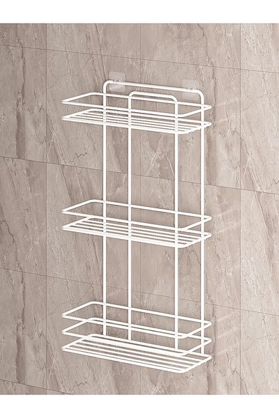 MultiStore Stainless Metal Thermoplastic Shower Shelf - Shampoo Holder Bathroom Organizer White Tş03