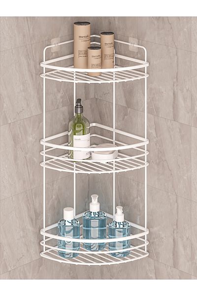 MultiStore Stainless Lifetime Bathroom Organizer - Adhesiveness, Shampoo Holder White Lk03