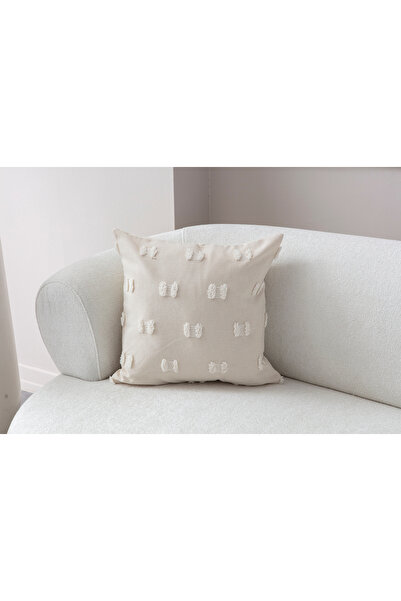 SWITA Single Decorative Polka Dot Linen Fabric Throw Pillow Cover 43X43 Cream