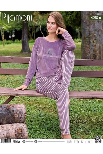 Pijamoni Set de pijamale de iarnă pentru femei, din catifea din lycra, 4210/6- 1 bucată
