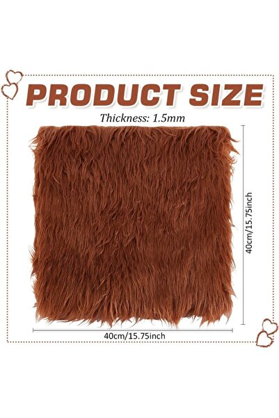 Choice AECH06-10484 Brown Faux Fur Fabric 15.75x15.75 Inch Soft Plush Shaggy Squares Pre-Cut Craft Fur Fabr