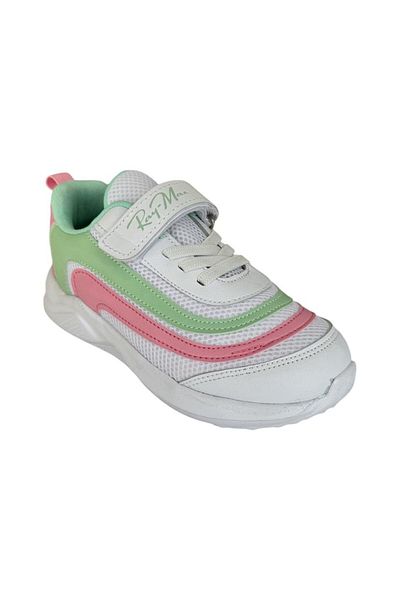 Liger Pantofi sport pentru copii alb verde - cu velcro și șireturi