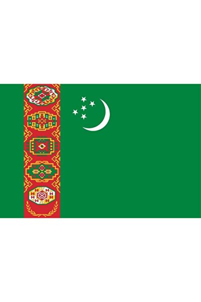 Saturn Masa Üstü Türkmenistan Bayrağı 15x23cm Masa Bayrağı