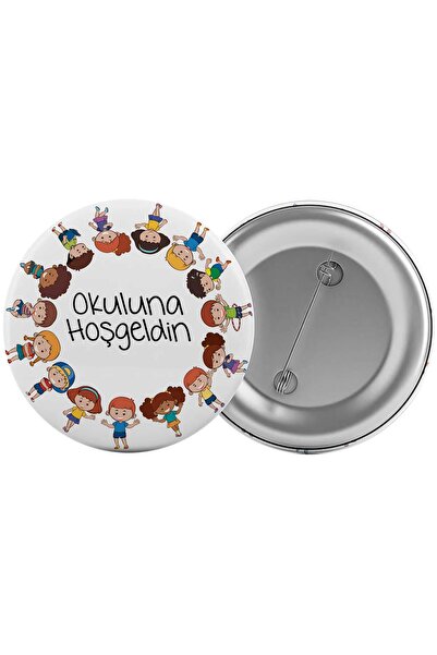 Saturn Okuluna Hoş Geldin Çanta Rozeti 20 Adet En Büyük Boy 5.8cm İğneli Broş