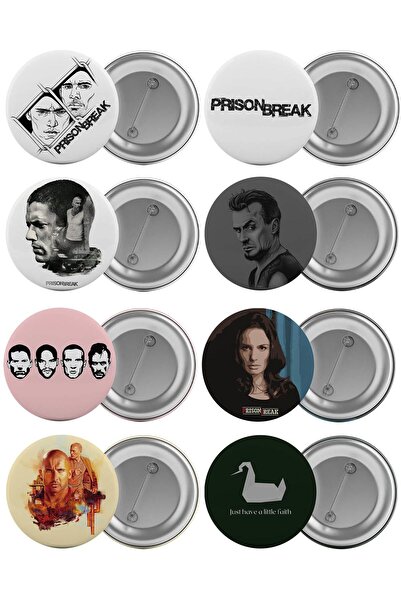 Saturn Prison Break Çanta Rozeti Seti 8 Adet En Büyük Boy 5.8cm İğneli Broş