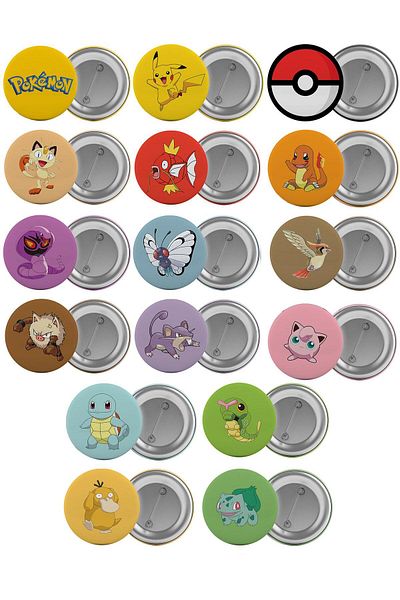Saturn Pokemon Bag Badge Set 16 Pieces Biggest Size 5.8cm Pin Brooch