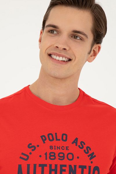 U.S. Polo Assn. Men's Regular Fit Crew Neck Red T-Shirt 50282005 -Vr030