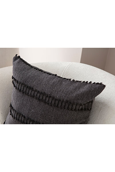 SWITA Black Linen Throw Pillow Cover - 43X43 Single Decorative Polka Dot