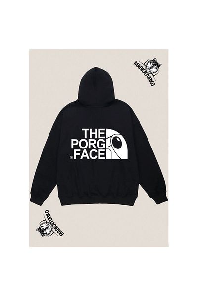 MarkaTurko FACE custom design back printed Black Hooded Unisex Sweatshirt 16.04-13