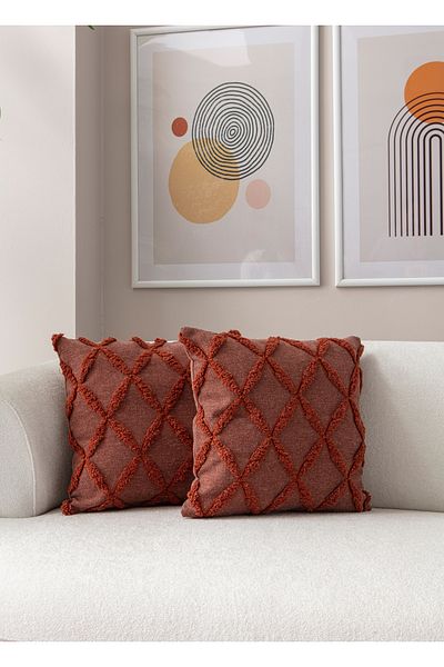 SWITA Tesatura de in Dublu Buline - Husa de perna 43x43 Tigla