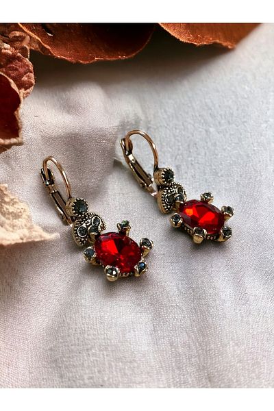 FAYRA ACCESSORIES أقراط كريستال بيضاوية مفصلة
