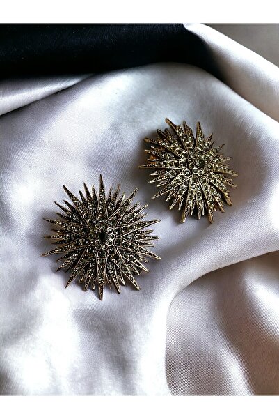 FAYRA ACCESSORIES Black Diamond Taşlı Deniz Kestanesi Küpe