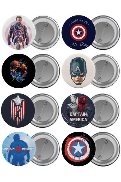 Saturn Captain America Çanta Rozeti Seti Kaptan Amerika 8 Adet En Büyük Boy 5...