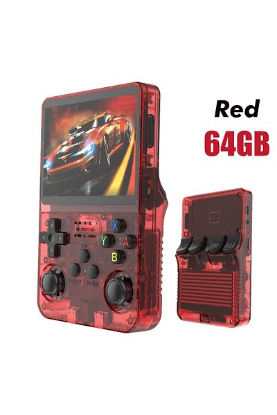 Choice Red 64G Open Source R36S Retro Handheld Video Game Console Linux System 3.5 Inch IPS Screen Portable