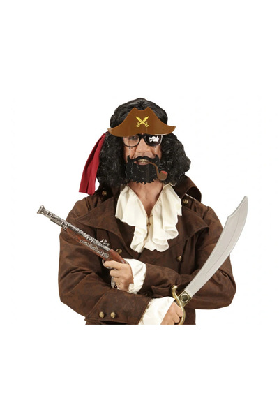 NW NessiWorld Black Bearded Pipolu Jack Sparrow Sailor Pirate Glasses with Coffee Color Hat 24X25 cm