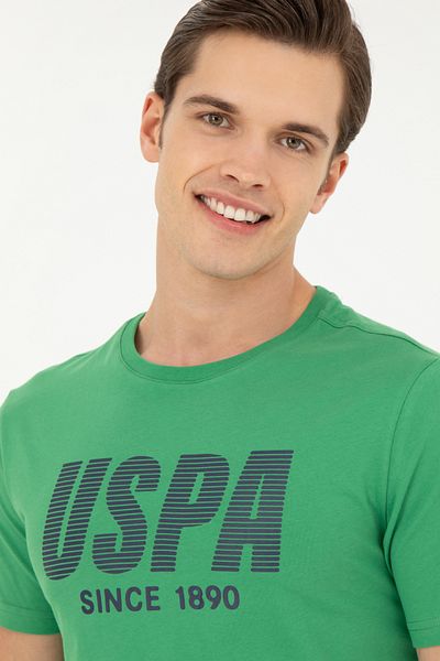 U.S. Polo Assn. تي شيرت أخضر اللون برقبة دائرية للرجال 50282027 -vr054