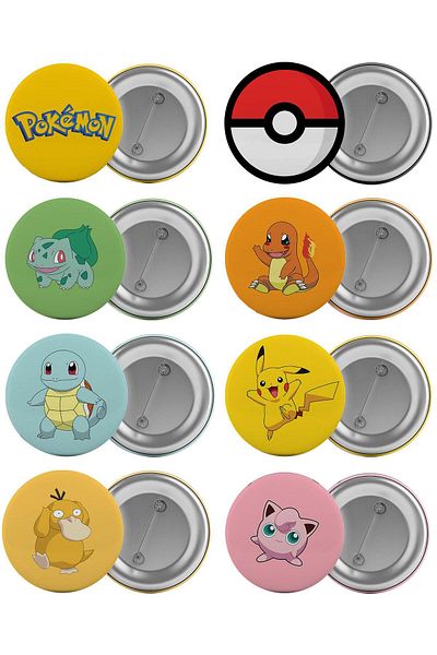 Saturn Pokemon Bag Badge Set 8 Pieces Biggest Size 5.8cm Pin Brooch