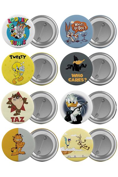Saturn Old Cartoons Bag Badge Set 8 Pieces Biggest Size 5.8cm Pin Brooch